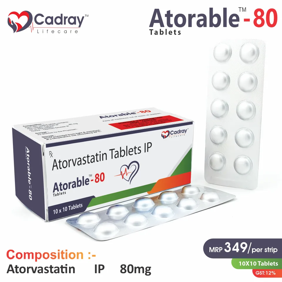 Atorvastatin Calcium 80mg Tablet | Atorable 80 in PCD Pharma Franchise